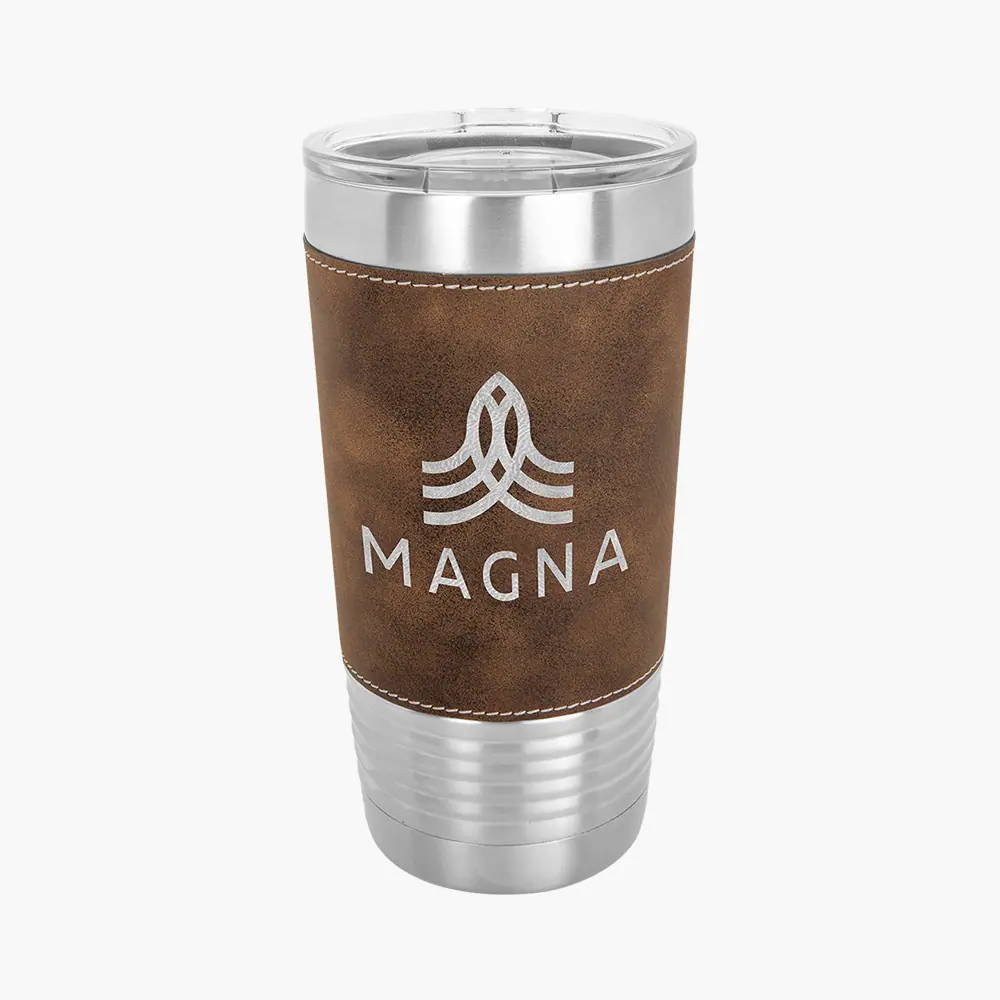 Custom leather wrapped authentic insulated tumblers