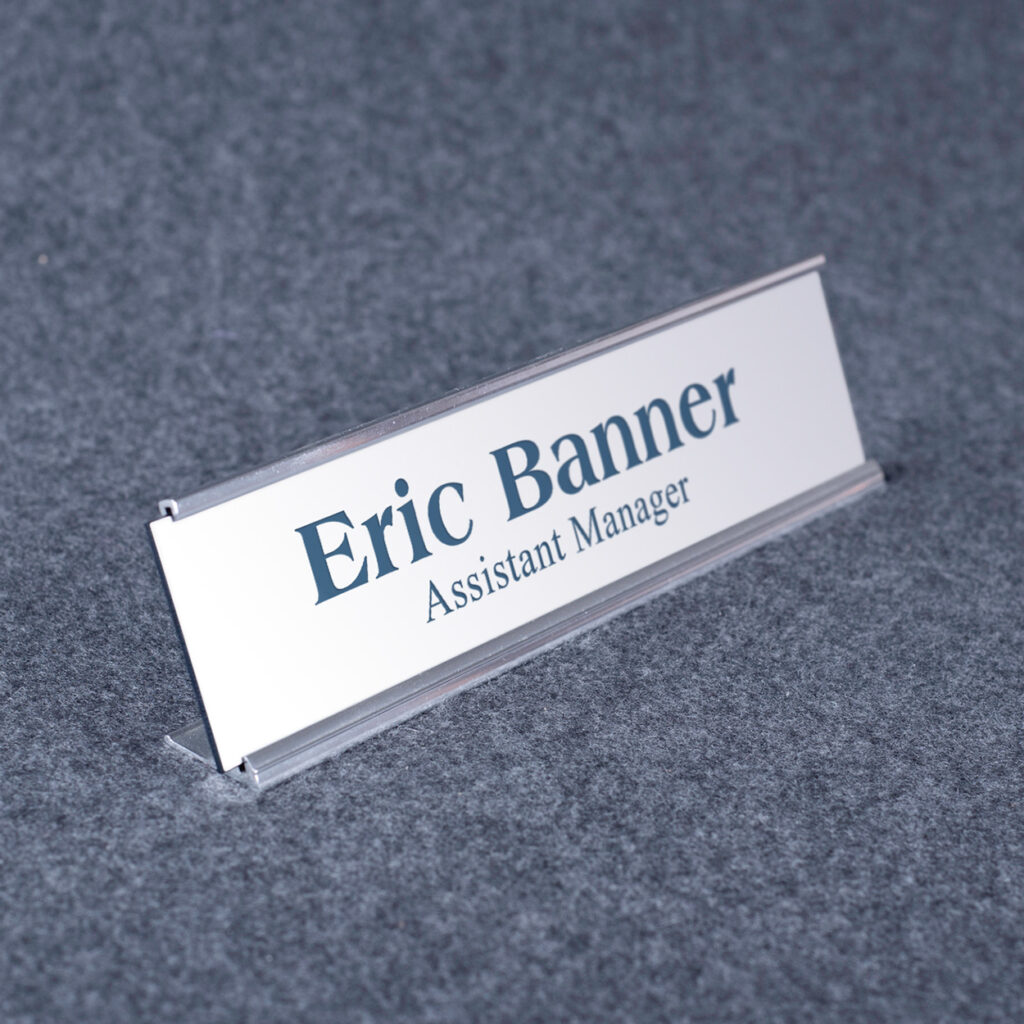 Plastic Desk Name Plate with Metal Holder - Crystal Images, Inc.