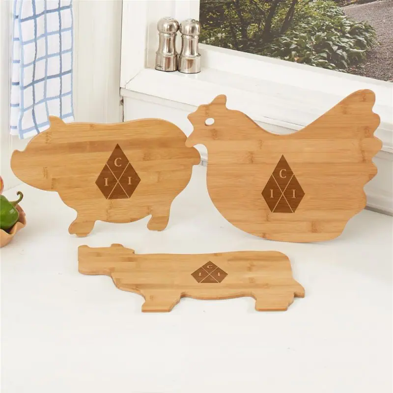 Wooden Fish Apple Cow Shaped Cutting Board- Unique Chopping Board