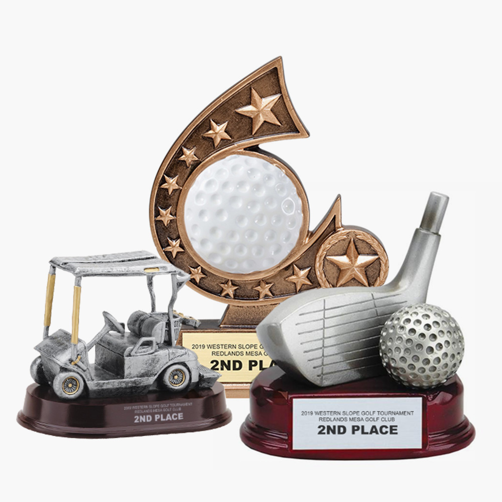 Set Of 4 CRYSTAL Golf Trophies Cup Tournament Trophy With 