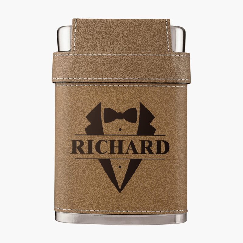 Engraved Leatherette Hip Flask with Shot Glasses - Image 3