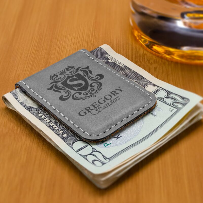 Engraved Leatherette Money Clip - Image 6