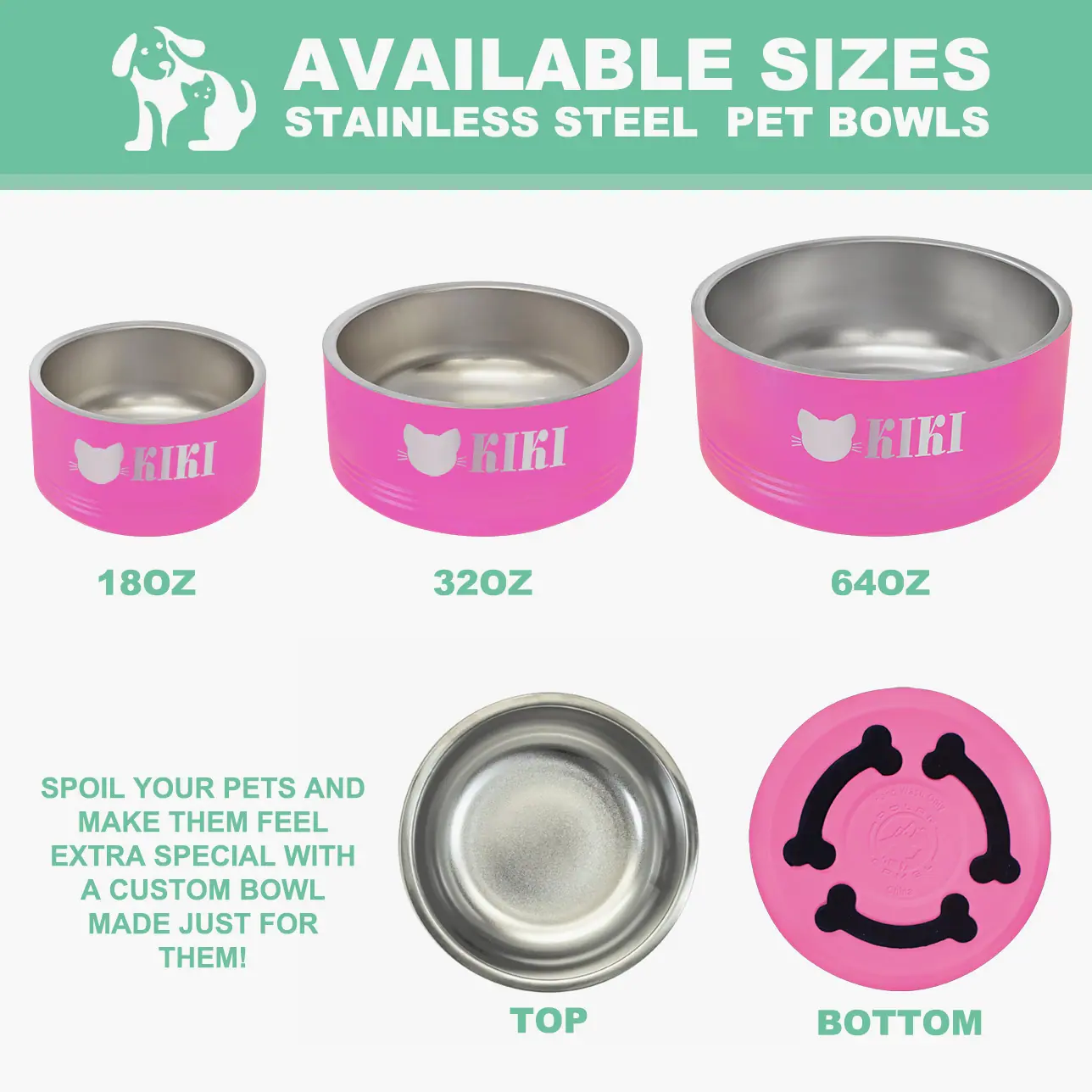 Personalized Dog Bowls Stainless Steel, Stainless Steel Cat Bowls