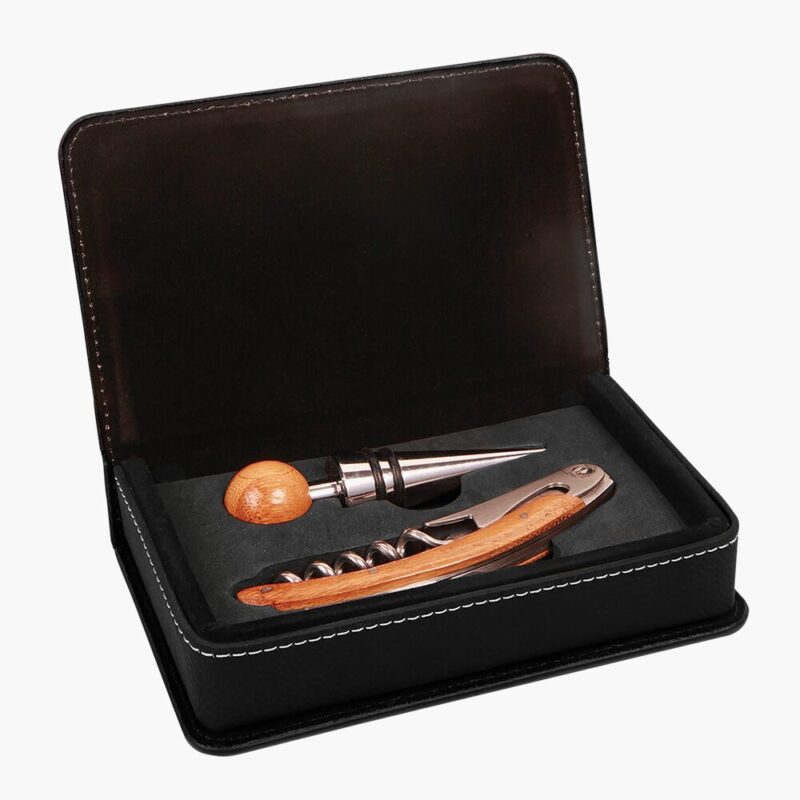 Personalized Leatherette 2 Piece Wine Tool Set