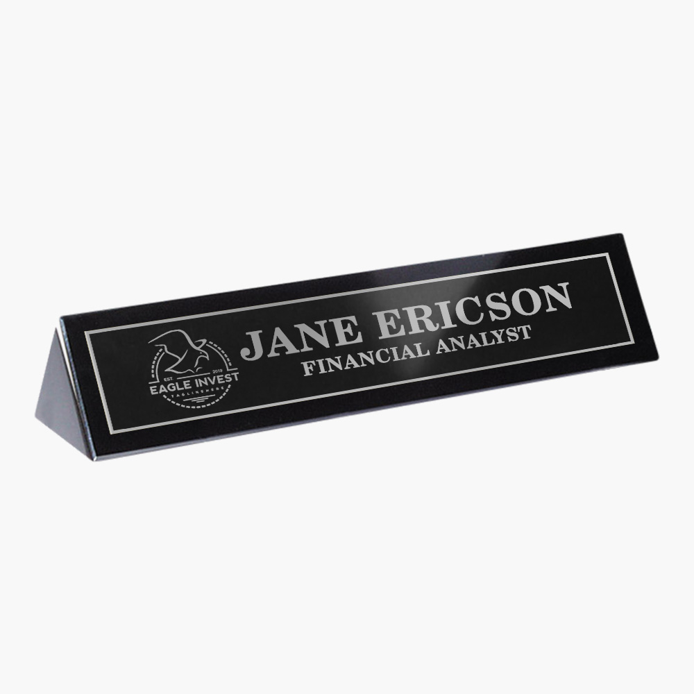 Marble Desk Name Plate with Engraved Plate - Crystal Images, Inc.