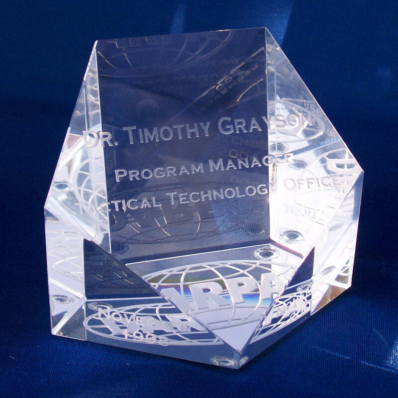 Engraved Crystal Pentagon Tower - Image 3