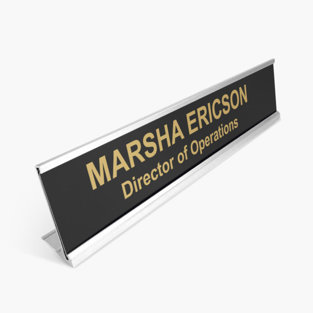 Plastic Desk Name Plate with Metal Holder - Crystal Images, Inc.