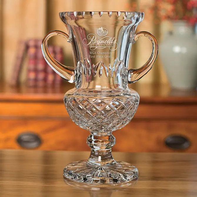 Crystal Cup Wood Accented Bubble Vase Trophy Award Premium Champion Golf  Trophies