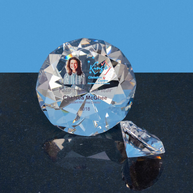 Engraved Crystal Solitaire Diamond Paperweight - Image 3